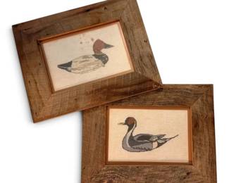 2 Framed Duck Needlepoints