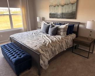 King size bed and mattress $150, storage $40