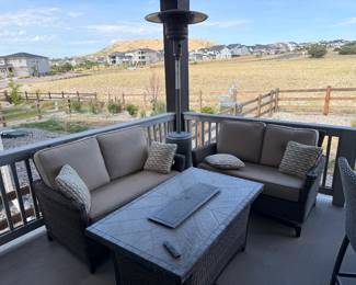 Two sofas and fire pit table $200