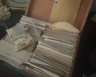 Vintage Philatelic Collection and Correspondence Box with US Commemorative Stamps