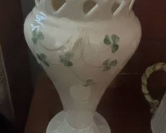 Belleek Shamrock Pattern Vase
