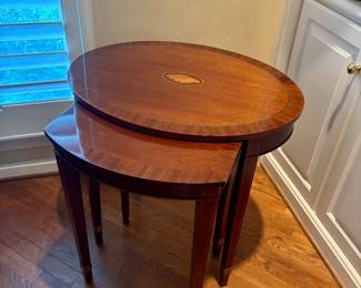Federal-style inlaid mahogany nesting tables by Baker
