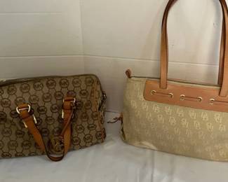 Michael Kors Canvas Satchel And Dooney  Bourne Signature Monogram Tote