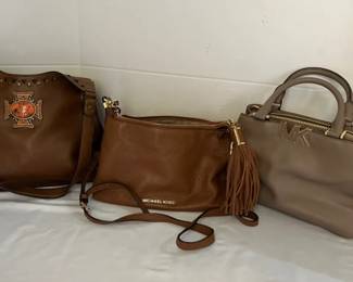 Two Leather Michael Kors Handbags And An Unbranded Shoulder Bag