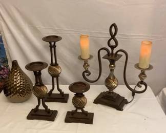 Brass Tone Lamp And Metal Living Room Decor