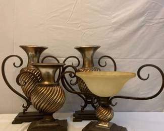 Brass Toned Vases  Matching Decor