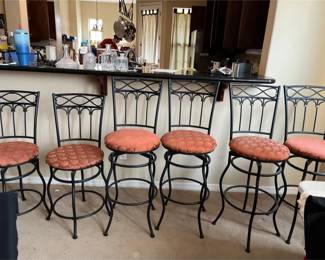 Six Matching Metal Swivel Counter Stools With Two Mini Mes