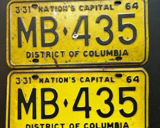 a2 Vintage 1964 District of Columbia License Plates