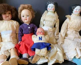 Vintage Porcelain Dolls Lot  5 Pcs