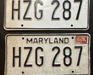 a2 Vintage 1986 and 1987 Maryland License Plates