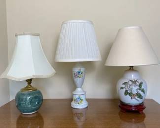 Vintage Mid Century Ceramic Table Lamp Set  3 Assorted Grandmillennial  Chinoiserie Porcelain Flor