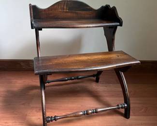 Vintage Butler Dark Wood Library Step Stool, Accent Display Table
