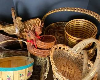 Vintage Wicker Baskets, Woven Storage Baskets , Decorative Basket Lot