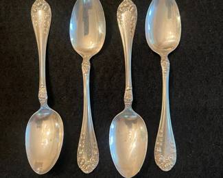 a4 Sterling Silver Teaspoons Rose Pattern