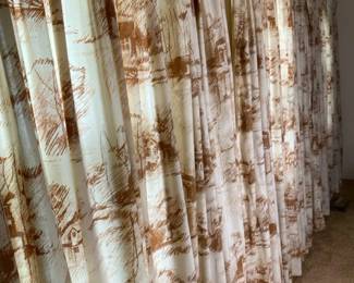 Vintage Pleated French Country Toile De Jouy Scenic Pastoral Print Drapes Curtains