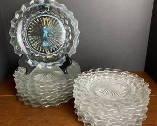 Vintage Fostoria American 2056 Clear Glass Salad and Luncheon Plates