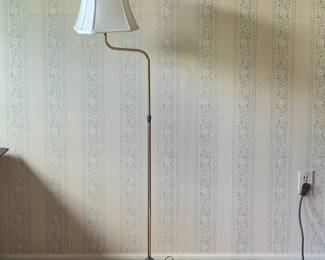 Vintage ThreeWay Gold Tone Floor Lamp, White Shade