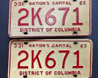 a2 Vintage 1965 District of Columbia License Plates