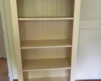 Wooden Distressed 4Shelf Bookcase, Arched Top  Antique White Color