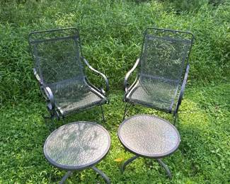 Wrought Iron Patio Set  2 Chairs and 2 18 Round Tables