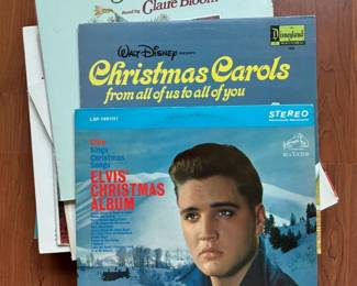 Vintage Christmas Vinyl Record Collection  20 Records  Elvis, Bing Crosby, Burl Ives, Disney, Etc