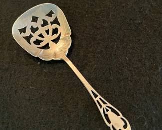 Antique Manchester Sterling Silver Pierced Bon Bon Spoon