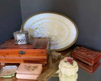 Boudoir Bundle Trinket Boxes  Mirrored Vanity Trays