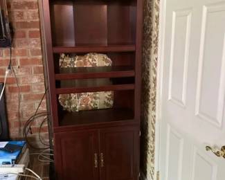Pair 2 Wooden Bookshelves with 2Door Closed Storage