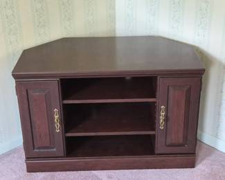 Dark Wood Corner TV Stand