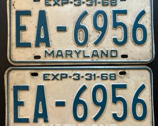 a2 Vintage 1968 Maryland License Plates