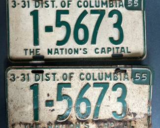 a2 Vintage 1955 District of Columbia License Plates