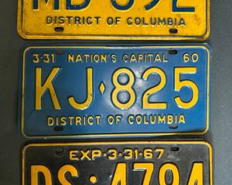a3 Vintage 1960 and 1961 District of Columbia Plates and 1967 Maryland Plate