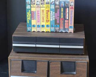 Vintage TEAC Storage Drawers VHS, Cassette John Wayne VHS Collection