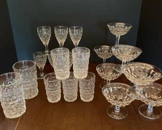 Vintage Fostoria American 2056 Clear Barware Glassware Lot  Cube Pattern