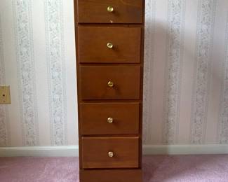 Vintage Solid Wood 5Drawer Chest  Slim Vertical Dresser