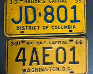 a2 Vintage 1959 and 1966 District of Columbia License Plates