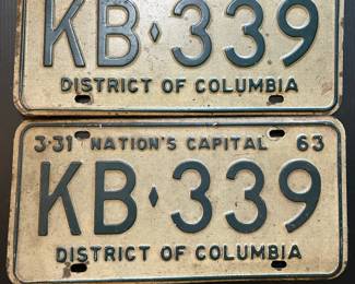 a2 Vintage 1963 District of Columbia License Plates White