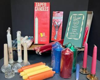 Taper Candles and Candle Holders Lot