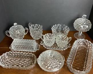 Vintage Fostoria American 2056 Glassware Serving Pieces  Clear Cube Pattern