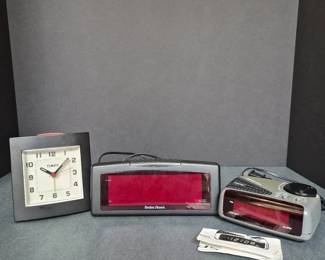 Three Alarm Clocks Timex, Radio Shack, Spartus