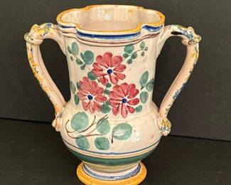 172 italiantwohandledfloralceramicvase