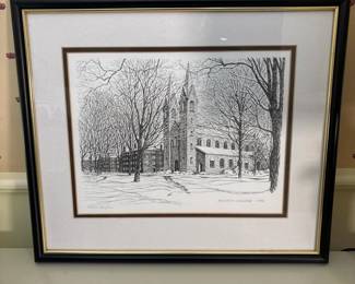 083 framedbowdoincollege1986wallartsig