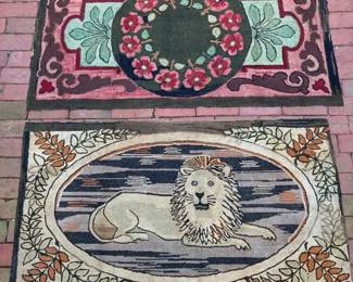 065 antiquehookedrugsfloralwreathdesign