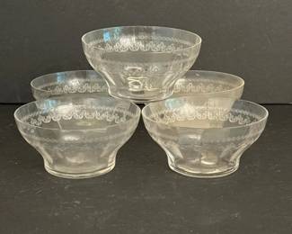 191 fiveetchedclearglassdessertbowlswi