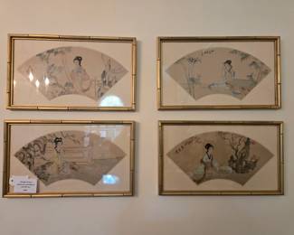 Japanese framed fan prints
