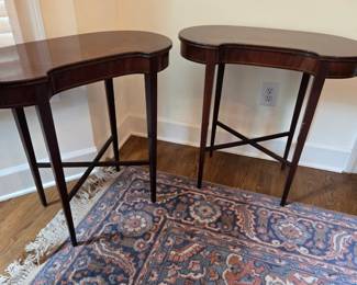Wood kidney shape tables 