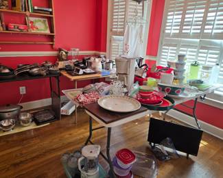 Pans, serving pieces, small appliances, trays