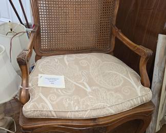Cane, wood arm chair