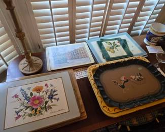 Vintage hard placemats,  trays