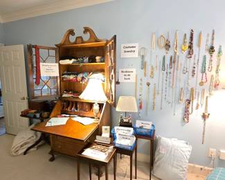 Antique secretary,  nesting tables